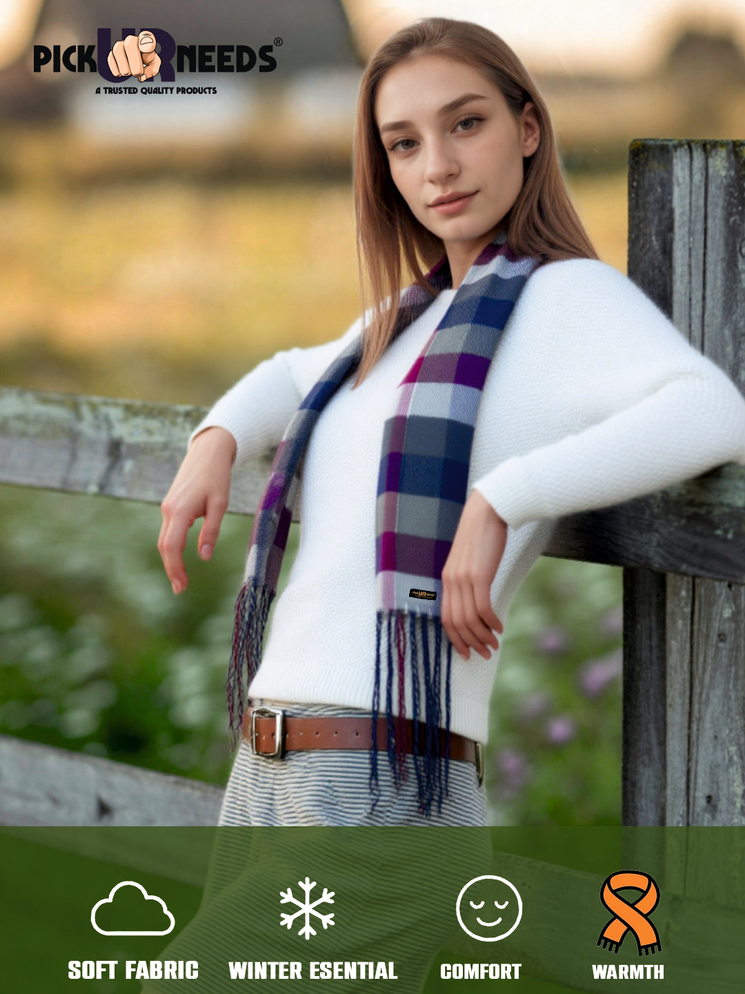 Pick Ur Needs Pure Cashmere Womens Winter Stylish Muffler Warm, Soft and Trendy Scarves for Cold W